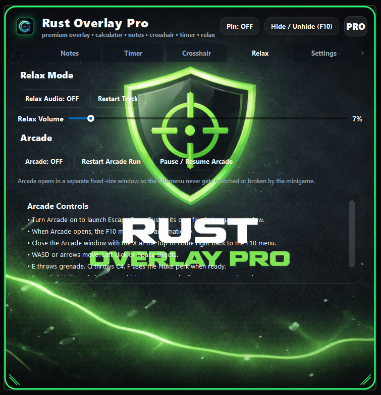 Rust Overlay Pro relax mode preview